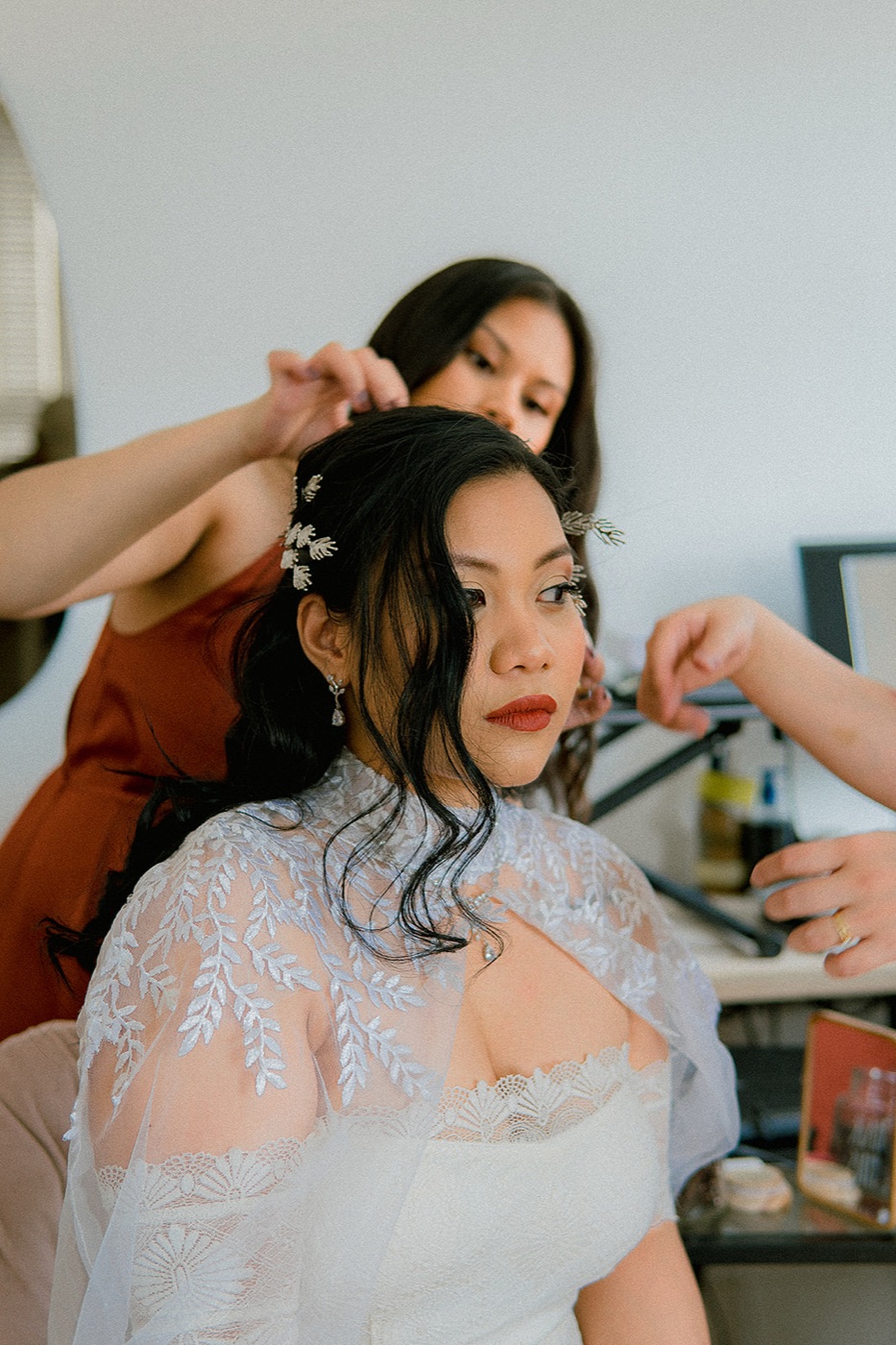 Bride getting ready — wedding morning photography London