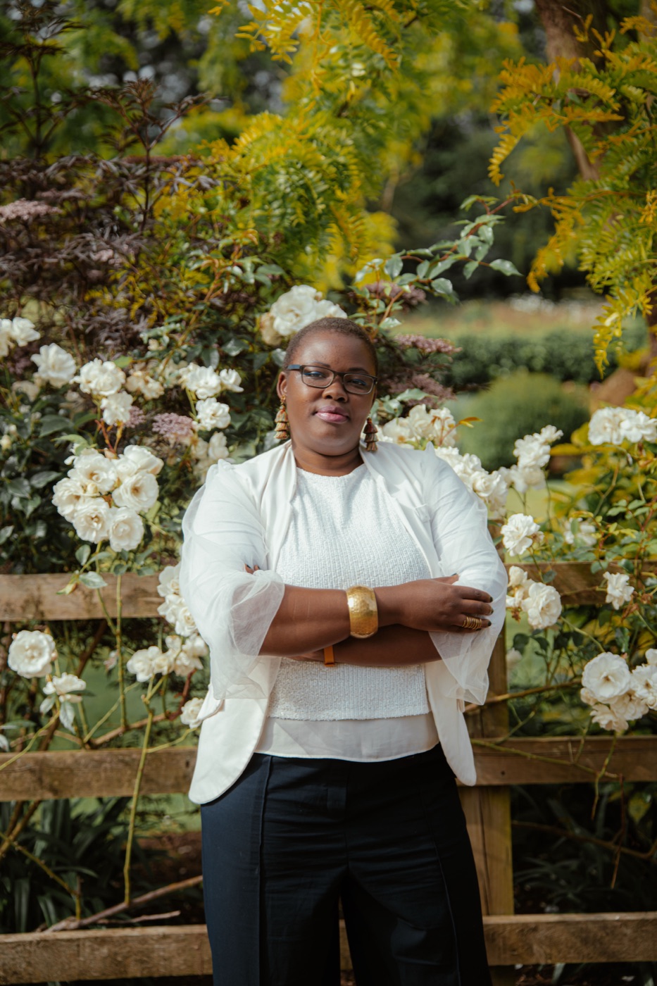 Cinematic headshot with flowers — portrait photography London